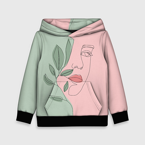 Детская толстовка Девушка с листьями / 3D-Черный – фото 1