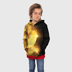 Толстовка-худи детская БИТКОИН ЗОЛОТО BITCOIN GOLD, цвет: 3D-красный — фото 2