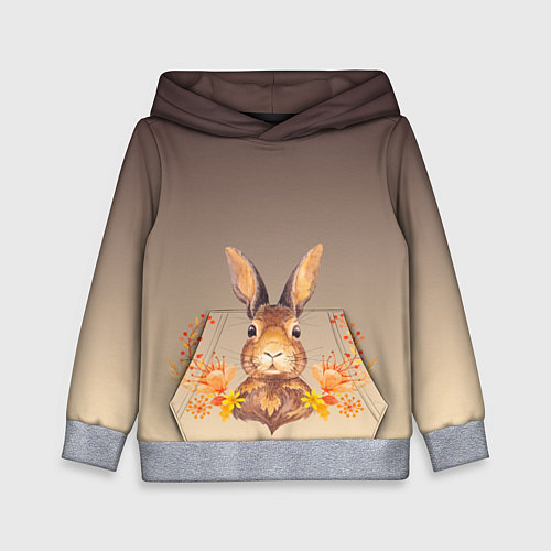 Детская толстовка Заяц в цветочках / 3D-Меланж – фото 1