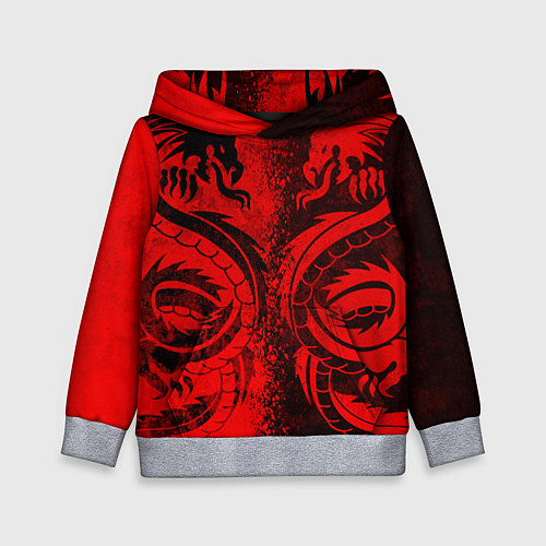 Детская толстовка BLACK RED DRAGONS TATOO / 3D-Меланж – фото 1