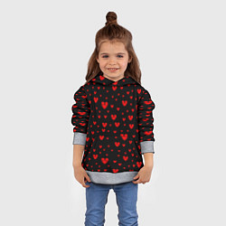 Толстовка-худи детская Красные сердца, цвет: 3D-меланж — фото 2