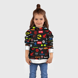 Толстовка-худи детская Motorcycle pattern Мото паттерн Z, цвет: 3D-белый — фото 2