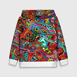 Толстовка-худи детская Яркая абстракция bright abstraction, цвет: 3D-белый
