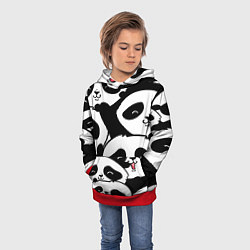 Толстовка-худи детская Панды, цвет: 3D-красный — фото 2