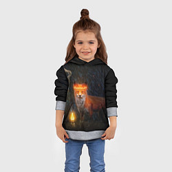 Толстовка-худи детская Лиса с огненной короной, цвет: 3D-меланж — фото 2
