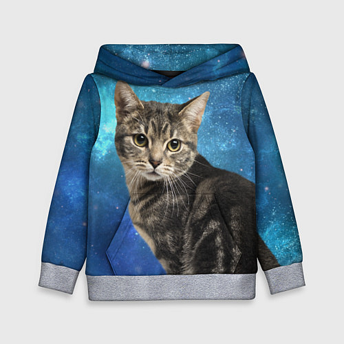 Детская толстовка Кот Космос / 3D-Меланж – фото 1
