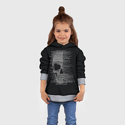 Толстовка-худи детская Череп из текста, цвет: 3D-меланж — фото 2