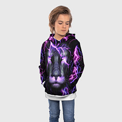 Толстовка-худи детская НЕОНОВЫЙ ЛЕВ NEON LION, цвет: 3D-белый — фото 2