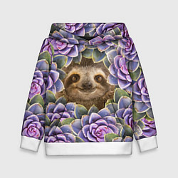 Детская толстовка Ленивец среди цветов