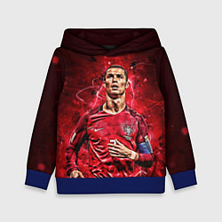 Толстовка-худи детская Cristiano Ronaldo Portugal, цвет: 3D-синий