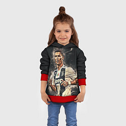 Толстовка-худи детская Криштиану Роналду Ювентус, цвет: 3D-красный — фото 2