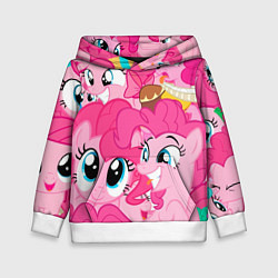 Толстовка-худи детская Pinkie Pie pattern, цвет: 3D-белый