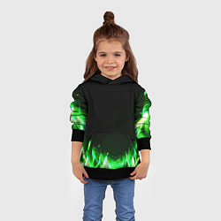 Толстовка-худи детская Зеленый огонь, цвет: 3D-черный — фото 2