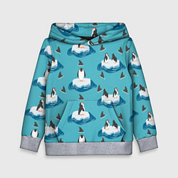 Толстовка-худи детская Пингвины, цвет: 3D-меланж