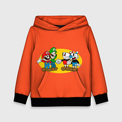 Толстовка-худи детская CupHead x Mario, цвет: 3D-черный