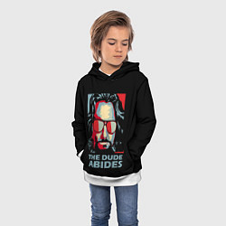 Толстовка-худи детская The Dude Abides Лебовски, цвет: 3D-белый — фото 2