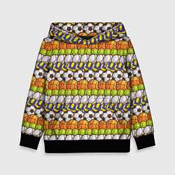 Толстовка-худи детская Спорт с мячом, цвет: 3D-черный