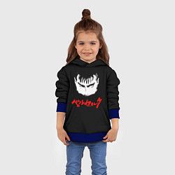 Толстовка-худи детская Берсерк красная надпись, цвет: 3D-синий — фото 2
