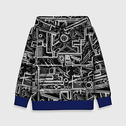 Толстовка-худи детская Белые абстрактные линии, цвет: 3D-синий