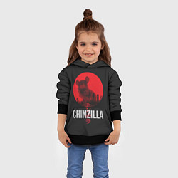 Толстовка-худи детская Chinzilla red, цвет: 3D-черный — фото 2