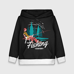 Толстовка-худи детская Рыбалка Fishing, цвет: 3D-белый