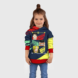 Толстовка-худи детская Луффи, Зоро и Санджи One Piece, цвет: 3D-красный — фото 2