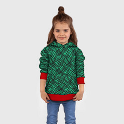 Толстовка-худи детская Абстрактный зелено-черный узор, цвет: 3D-красный — фото 2