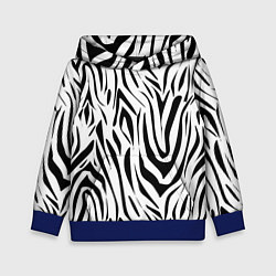 Толстовка-худи детская Черно-белая зебра, цвет: 3D-синий