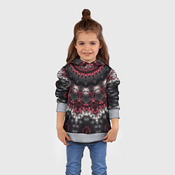 Толстовка-худи детская Красно-черный мозаичный узор, цвет: 3D-меланж — фото 2