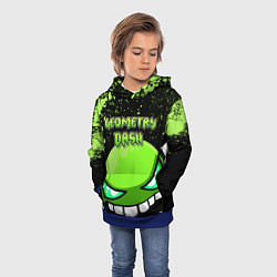 Толстовка-худи детская Geometry Dash: Green Evil, цвет: 3D-синий — фото 2