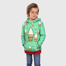 Толстовка-худи детская Мороженое - Ice Cream Party, цвет: 3D-красный — фото 2