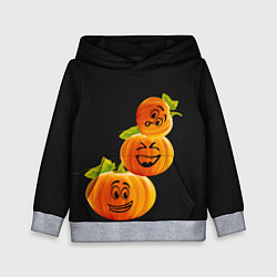 Толстовка-худи детская Хэллоуин смешные тыквы, цвет: 3D-меланж
