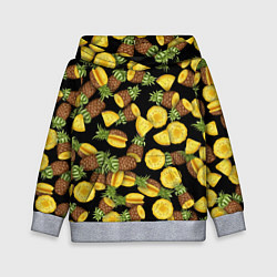Толстовка-худи детская Ананасы, цвет: 3D-меланж