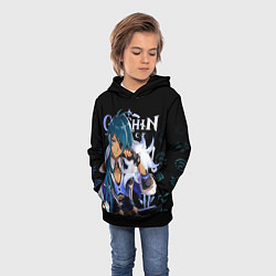 Толстовка-худи детская Кэйа Genshin Impact, цвет: 3D-черный — фото 2