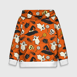 Толстовка-худи детская Хэллоуинские шалости, цвет: 3D-белый