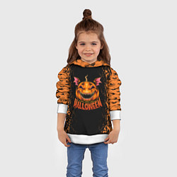 Толстовка-худи детская Веселая тыква на хеллоуин, цвет: 3D-белый — фото 2