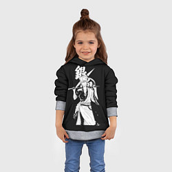 Толстовка-худи детская Гинтоки Саката держит меч Гинтама, цвет: 3D-меланж — фото 2