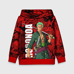 Толстовка-худи детская Ророноа Зоро, One Piece, цвет: 3D-красный