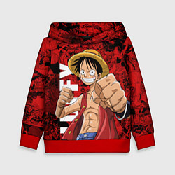 Толстовка-худи детская Манки Д Луффи, One Piece, цвет: 3D-красный