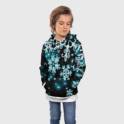 Толстовка-худи детская Космические снежинки, цвет: 3D-белый — фото 2