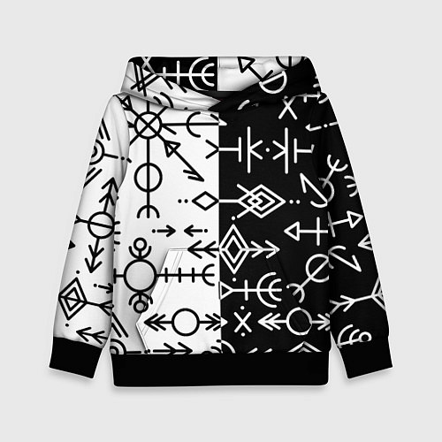Детская толстовка ДРЕВНИЕ СЛАВЯНСКИЕ РУНЫ / 3D-Черный – фото 1