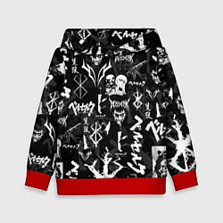 Толстовка-худи детская BERSERK SYMBOL LOGO БЕРСЕРК СИМВОЛИКА ПАТТЕРН, цвет: 3D-красный