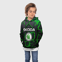 Толстовка-худи детская Skoda 3D плиты с подсветкой, цвет: 3D-белый — фото 2