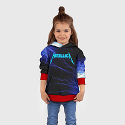 Толстовка-худи детская METALLICA BLUE FLASH МЕТАЛЛИКА СИНИЕ МОЛНИИ, цвет: 3D-красный — фото 2