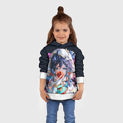 Толстовка-худи детская Venti gi ест яблоко Genshin impact Геншин Импакт, цвет: 3D-белый — фото 2