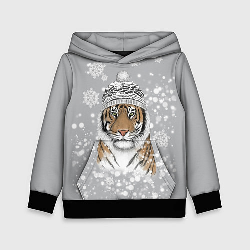 Детская толстовка Снежный тигр / 3D-Черный – фото 1