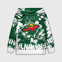 Толстовка-худи детская Minnesota Wild, Миннесота Уайлд, цвет: 3D-белый