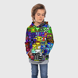 Толстовка-худи детская Geometry Dash: All Skins, цвет: 3D-меланж — фото 2