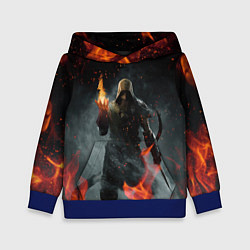 Толстовка-худи детская TES SKYRIM DOVAHKIN FLAME ДРАКОНОРОЖДЕННЫЙ, цвет: 3D-синий