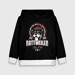 Толстовка-худи детская Ротвейлер Rottweiler, цвет: 3D-белый